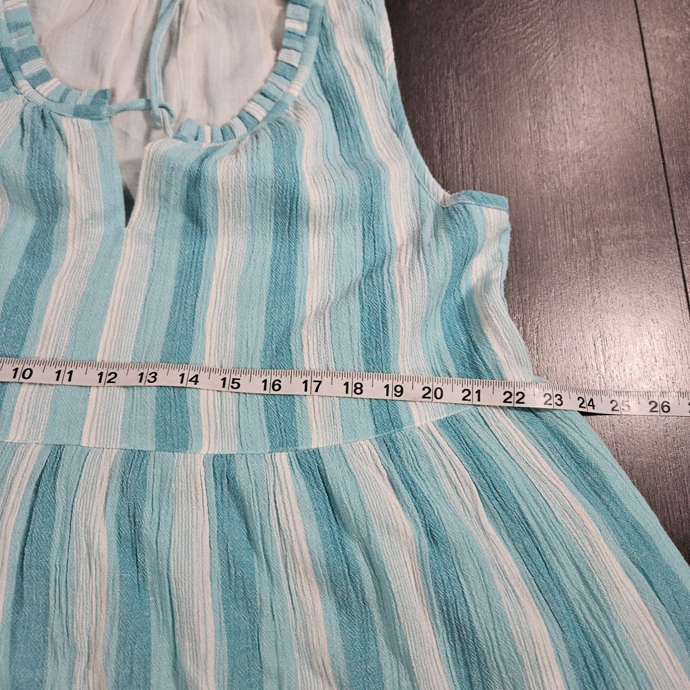 Tuckernuck Maxi Dress Women M Aquamarine Stripe Salty Paloma Caftan Beach Resort - Picture 10 of 11